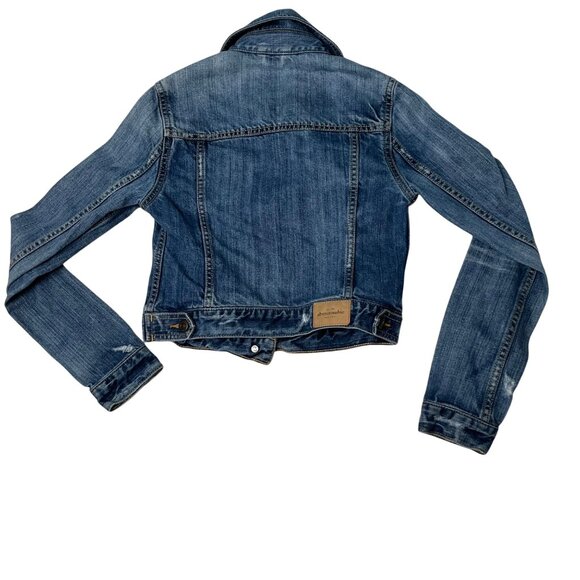 Abercrombie & Fitch Girls Denim Trucker Jacket Youth Large Blue Medium Wash - Picture 2 of 15